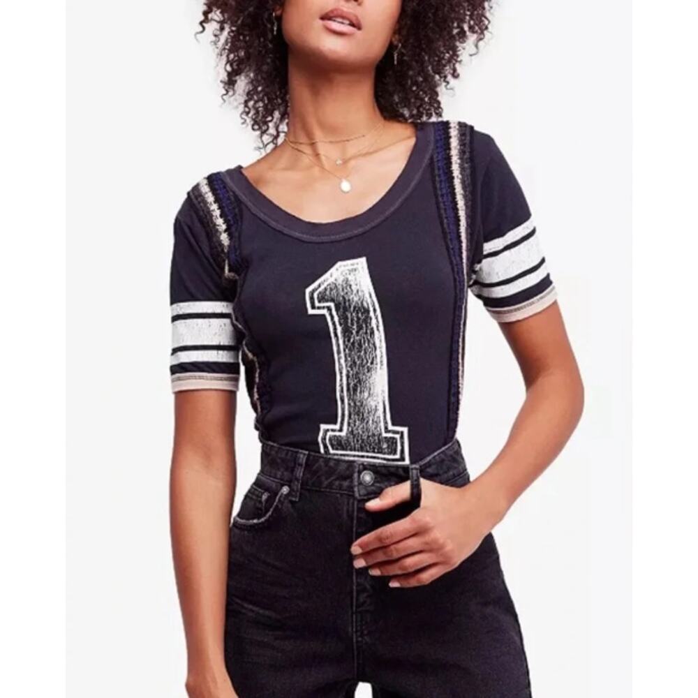 We the Free by Free People First Place T-shirt with Crochet Trim Size XS